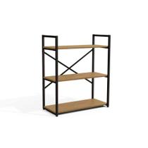 Estante Livreiro Casal Industrial Baixa LI007 c/ 3 Prateleiras 72x85cm Freijo/Preto - Kappesberg