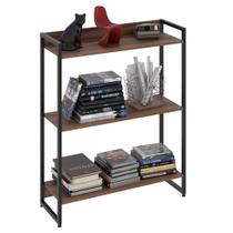 Estante Livreiro Dynamica Industrial 80cm 3 Prateleiras C08 Nogal - Mpozenato