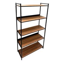 Estante Livreiro Estilo Industrial para Escritório Nogal/Preto