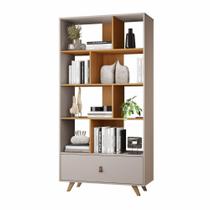 Estante Livreiro Giga 1 Gaveta 4 Prateleiras Off White Cinamono