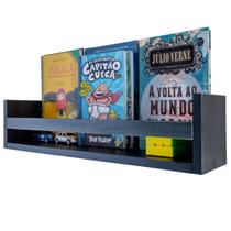 Estante Livreiro Infantil Prateleira Para Brinquedos Bonecos Pelúcia Mdf Preto 55cm