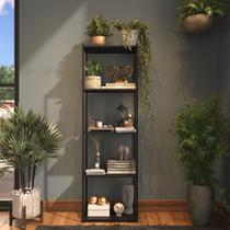 Estante Livreiro Multiuso Com Prateleiras Industrial Em Metalon E Madeira Organizador Preto Estante Livreiro Multiuso Com Prateleiras Industrial Em Metalon E Madeira Organizador Preto