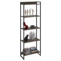 Estante Livreiro Multiuso Dynamica Industrial 60cm 5 Prateleiras C08 Carvalho Dark