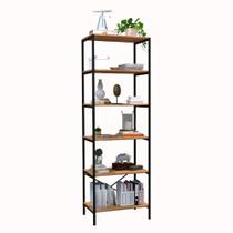 Estante Livreiro Multiuso Estilo Industrial 180cm 6 Prateleiras Trento Demolição/Preto - Artefamol