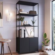 Estante Livreiro Multiuso Industrial 2 Portas Dani Preto Z54 - Mpozenato