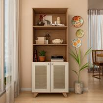 Estante Livreiro Multiuso para Livros e Decoração 2 Portas 3 Nichos Artely Trama