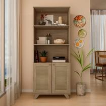 Estante Livreiro Multiuso para Livros e Decoração 2 Portas 3 Nichos Artely Trama