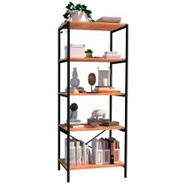 Estante Livreiro Multiuso Trento Estilo Industrial 150cm com 5 Prateleiras Demolição Preto - Desk Design - Artefamol