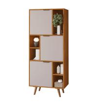 Estante Livreiro Office Aliança com 3 Portas 5 Nichos JCM Cinamomo Off White