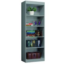 Estante Livreiro Office Organizador e Multiuso 4 Prateleiras Cinza J&A