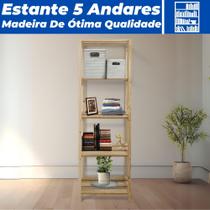 Estante Livreiro Organizador Pinus Rústico 5 Andares Moderno - Casambiente