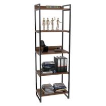 Estante Livreiro Prisma Estilo Industrial 60cm 5 Prateleiras Nogal - Mpozenato Estante Livreiro Prisma Estilo Industrial 60cm 5 Prateleiras Nogal - Mpozenato