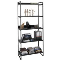 Estante Livreiro Prisma Estilo Industrial 80cm 5 Prateleiras Preto Onix - Mpozenato