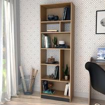 Estante Livreiro Roma com 8 Nichos - Mel/Preto