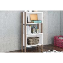 Estante Livreiro Solteiro RT3092 c/ 2 Nichos Rustico/Branco - Movelbento