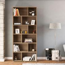 Estante Livreiro Xangai com 12 Nichos-Castanho