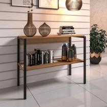 Estante Livro Madeira Estilo Industrial Ferro Nicho Aparador Sala Multiuso