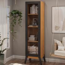 Estante Livros Genialflex Malta 1 Pt de Vidro Preto Cinamomo