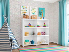 Estante livros Marrocos Branco 6 Nichos Bela Casa