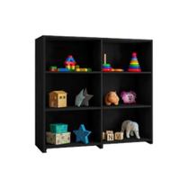 Estante livros Marrocos Preto 6 Nichos Casa Mobilia