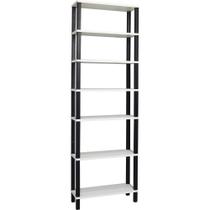 Estante Livros Preta 7 Prateleiras Brancas Evolukit Estante Livros Preta 7 Prateleiras Brancas Evolukit