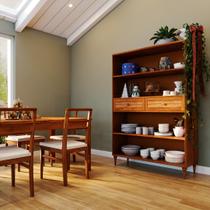 Estante Madeira Maciça Colonial 2 Gavetas