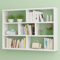 Estante MDF Branco Clássica 80x90x18cm Prateleira Decorativa porta livros enfeites multifuncional sinanue