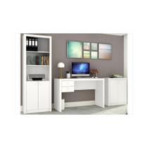 Estante ME4110 com Mesa 02 Gavetas ME4123 e Armário Baixo ME4103 Branco - Tecno Mobili