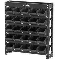 Estante Metálica C/Gavetas Modelo Prático 25/3 Vonder - Preto