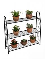 Estante Metálica para Plantas 3 Prateleiras 100x83cm Preta