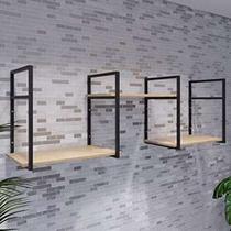 Estante moderna estilo industrial para escritório, sala e cozinha design elegante e inovador com ferro e madeira Estante moderna estilo industrial para escritório, sala e cozinha design elegante e inovador com ferro e madeira