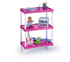 Estante modular com 3 prateleiras rosa 913