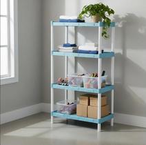 Estante modular flexa Azul bebê com 4 prateleiras
