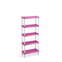 Estante modular flexa com 05 prateleiras rosa 122