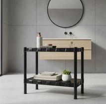 Estante modular Flexa Preta 2 Prateleiras e Pezinho Estante modular Flexa Preta 2 Prateleiras e Pezinho