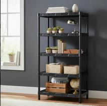 Estante Modular Flexa Preta 5 Prateleiras e Pezinho Estante Modular Flexa Preta 5 Prateleiras e Pezinho