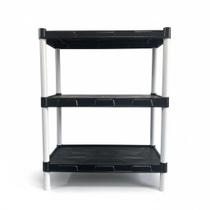 Estante Modular Flexa Preta com Branca 3 Prateleiras e Pezinho
