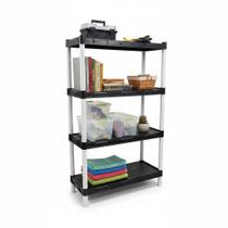 Estante modular Flexa Preta com Branco 4 Prateleiras e Pezinho Estante modular Flexa Preta com Branco 4 Prateleiras e Pezinho