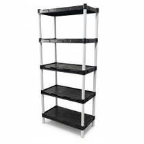 Estante modular Flexa Preta com Branco 5 prateleiras e Pezinhos Estante modular Flexa Preta com Branco 5 prateleiras e Pezinhos