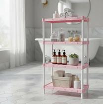 Estante modular flexa Rosa bebê com 4 prateleiras