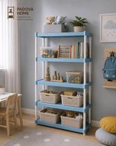 Estante Modular Plástica Flexa 5 Prateleiras Azul Bebe Estante Modular Plástica Flexa 5 Prateleiras Azul Bebe