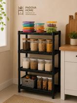 Estante Modular Plástica Flexa Preta com 4 Prateleiras Estante Modular Plástica Flexa Preta com 4 Prateleiras
