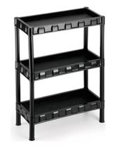 Estante modular Plástica Preta 3 Bandejas Resistente