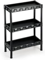 Estante modular Plástica Preta 3 Bandejas Resistente