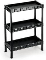 Estante Modular Plástica Preta 3 Bandejas Resistente Estante Modular Plástica Preta 3 Bandejas Resistente