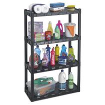 Estante Modular Retangular c/ 4 Prateleiras em Plástico Preto 75x35x130cm - Monte Líbano Estante Modular Retangular c/ 4 Prateleiras em Plástico Preto 75x35x130cm - Monte Líbano