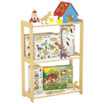 Estante Montessori Baixa Móvel Organizador Livros e Brinquedos p/ Quarto Infantil Promove Autonomia