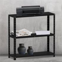 Estante Multiuso 3 Prateleiras 92cm Aço Cinza/Preto Estante Multiuso 3 Prateleiras 92cm Aço Cinza/Preto