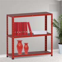 Estante Multiuso 3 Prateleiras 92cm Aço Vermelho Estante Multiuso 3 Prateleiras 92cm Aço Vermelho