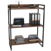 Estante Multiuso 3 Prateleiras Escritório Estilo Industrial Form 104x80 cm Nogal - Lyam Decor Estante Multiuso 3 Prateleiras Escritório Estilo Industrial Form 104x80 cm Nogal - Lyam Decor